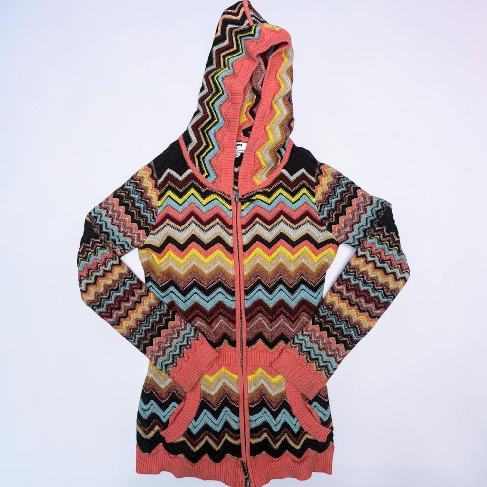 Missoni for Target Hoodie Kids M Multi-Color Zigzag Knit Bold Retro Colorful